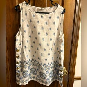 J. Jill Blue and White Sleeveless Tank Top